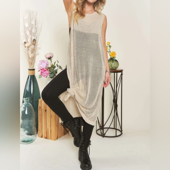 #247 SALE 🛑OS Boho Chic Trendy Crochet Cover Up Tunic Top - Picture 1 of 7